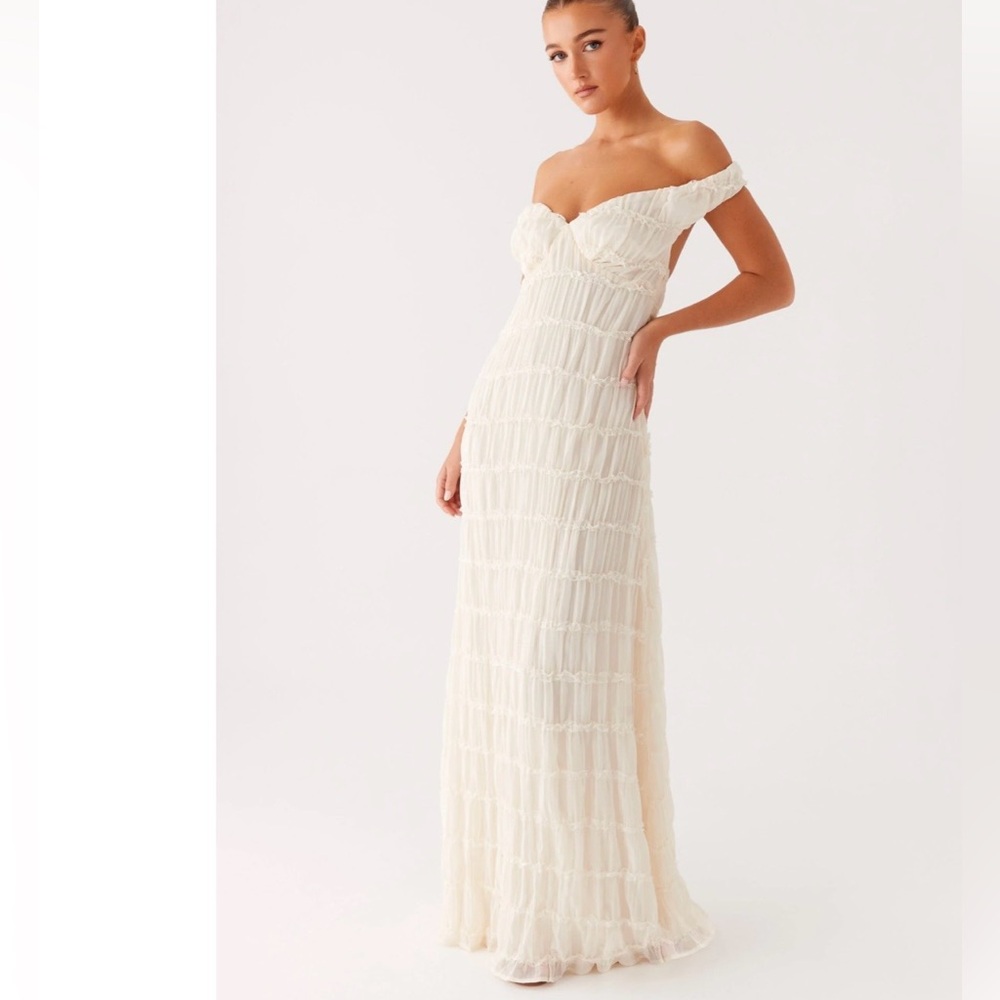 Peppermayo Off-Shoulder Cream Maxi Dress